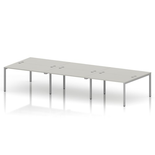 Impulse Bench B2B 6 Person 1400 Silver Frame Office Bench Desk Dove Grey