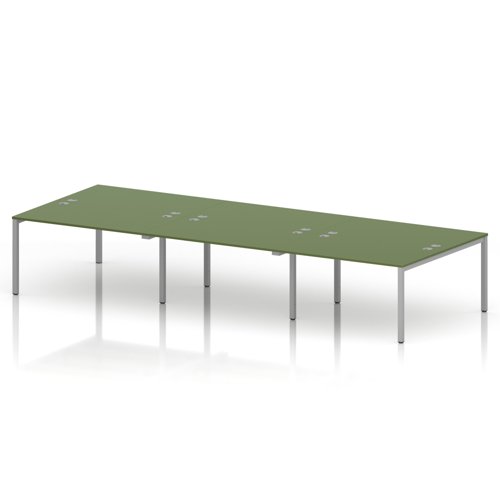 Impulse Bench B2B 6 Person 1400 Silver Frame Office Bench Desk Moss Green