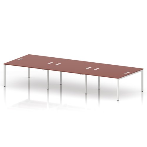 Impulse Bench B2B 6 Person 1400 White Frame Office Bench Desk Brick Red