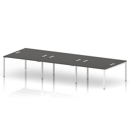 Impulse Bench B2B 6 Person 1400 White Frame Office Bench Desk Carbon Grey