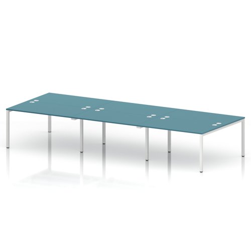 Impulse Bench B2B 6 Person 1400 White Frame Office Bench Desk Dark Teal
