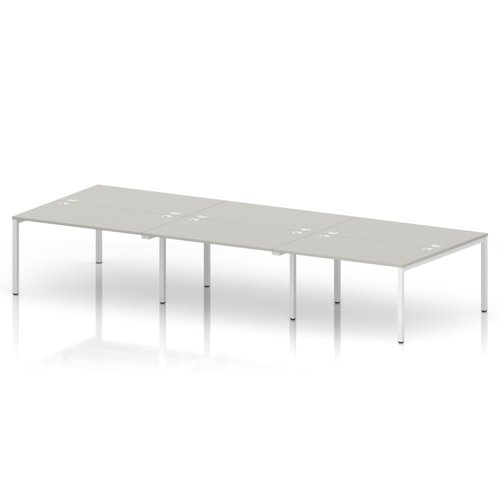Impulse Bench B2B 6 Person 1400 White Frame Office Bench Desk Dove Grey