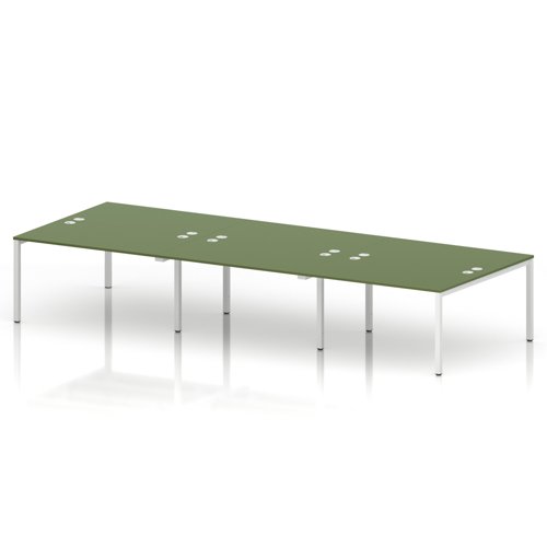 Impulse Bench B2B 6 Person 1400 White Frame Office Bench Desk Moss Green