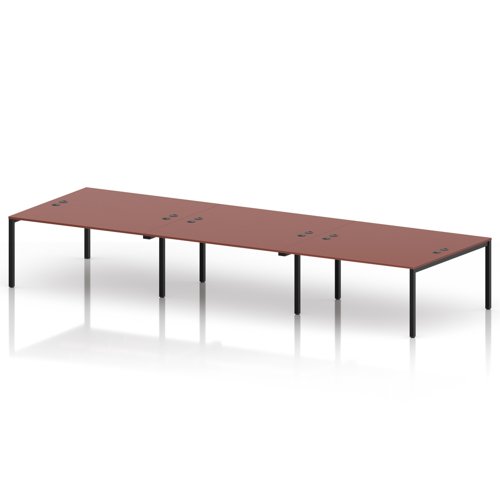 Impulse Bench B2B 6 Person 1600 Black Frame Office Bench Desk Brick Red