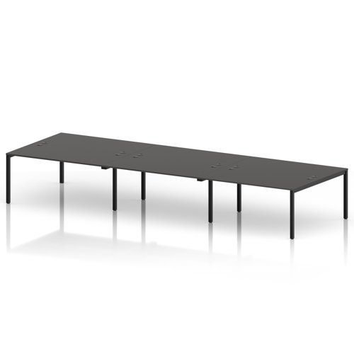 Impulse Bench B2B 6 Person 1600 Black Frame Office Bench Desk Carbon Grey