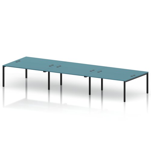 Impulse Bench B2B 6 Person 1600 Black Frame Office Bench Desk Dark Teal