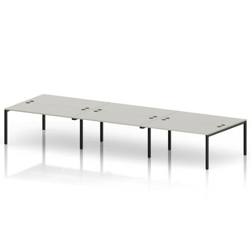 Impulse Bench B2B 6 Person 1600 Black Frame Office Bench Desk Dove Grey