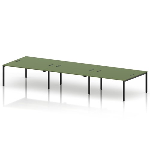 Impulse Bench B2B 6 Person 1600 Black Frame Office Bench Desk Moss Green
