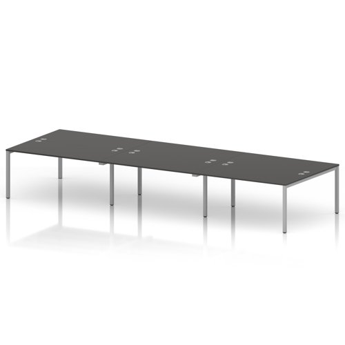 Impulse Bench B2B 6 Person 1600 Silver Frame Office Bench Desk Carbon Grey