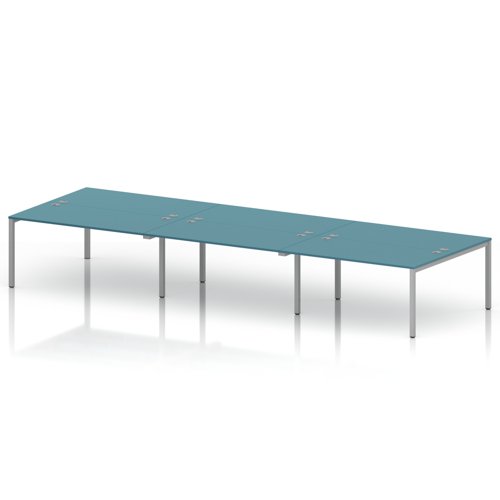 Impulse Bench B2B 6 Person 1600 Silver Frame Office Bench Desk Dark Teal