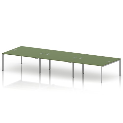 Impulse Bench B2B 6 Person 1600 Silver Frame Office Bench Desk Moss Green