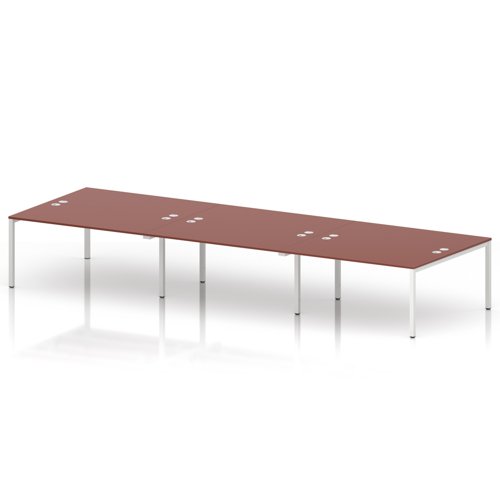 Impulse Bench B2B 6 Person 1600 White Frame Office Bench Desk Brick Red