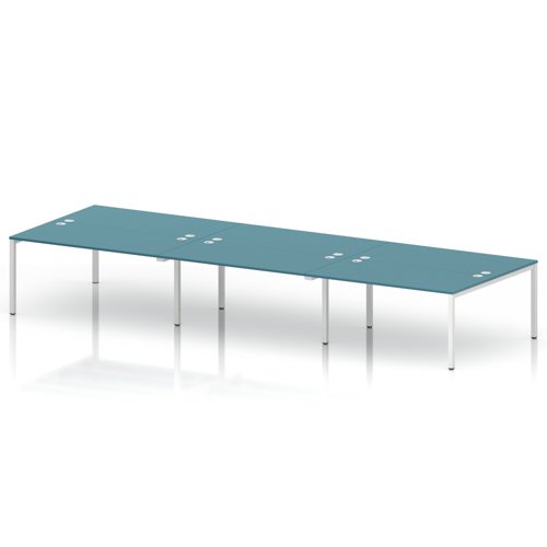 Impulse Bench B2B 6 Person 1600 White Frame Office Bench Desk Dark Teal