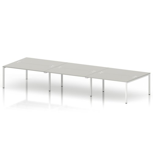 Impulse Bench B2B 6 Person 1600 White Frame Office Bench Desk Dove Grey