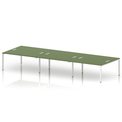 Impulse Bench B2B 6 Person 1600 White Frame Office Bench Desk Moss Green