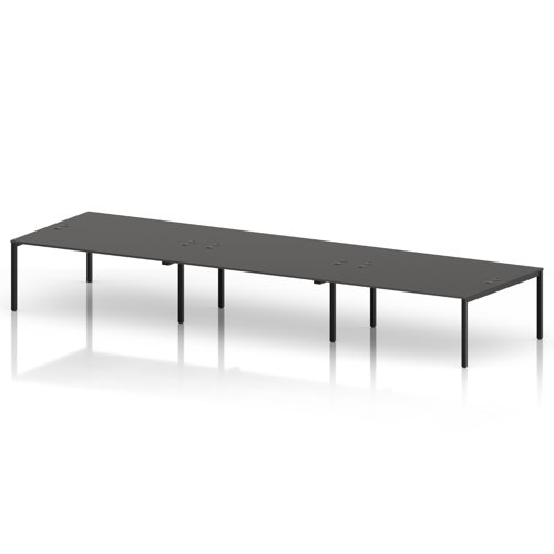 Impulse Bench B2B 6 Person 1800 Black Frame Office Bench Desk Carbon Grey