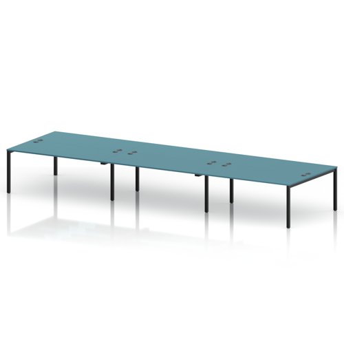 Impulse Bench B2B 6 Person 1800 Black Frame Office Bench Desk Dark Teal