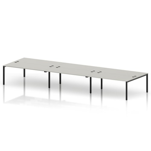 Impulse Bench B2B 6 Person 1800 Black Frame Office Bench Desk Dove Grey