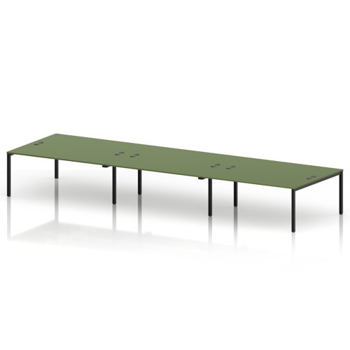 Impulse Bench B2B 6 Person 1800 Black Frame Office Bench Desk Moss Green