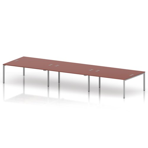 Impulse Bench B2B 6 Person 1800 Silver Frame Office Bench Desk Brick Red