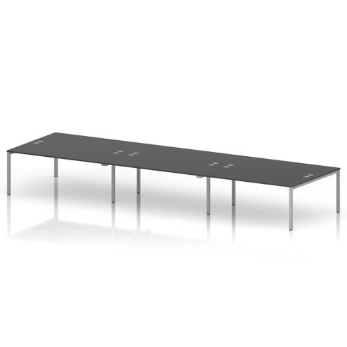 Impulse Bench B2B 6 Person 1800 Silver Frame Office Bench Desk Carbon Grey