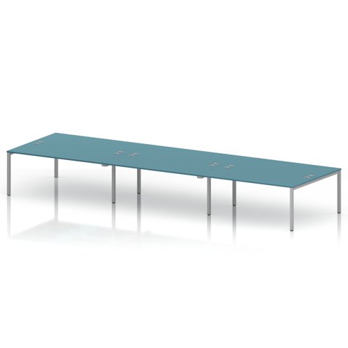 Impulse Bench B2B 6 Person 1800 Silver Frame Office Bench Desk Dark Teal