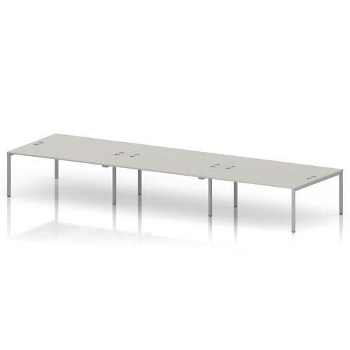 Impulse Bench B2B 6 Person 1800 Silver Frame Office Bench Desk Dove Grey