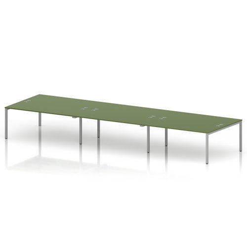 Impulse Bench B2B 6 Person 1800 Silver Frame Office Bench Desk Moss Green