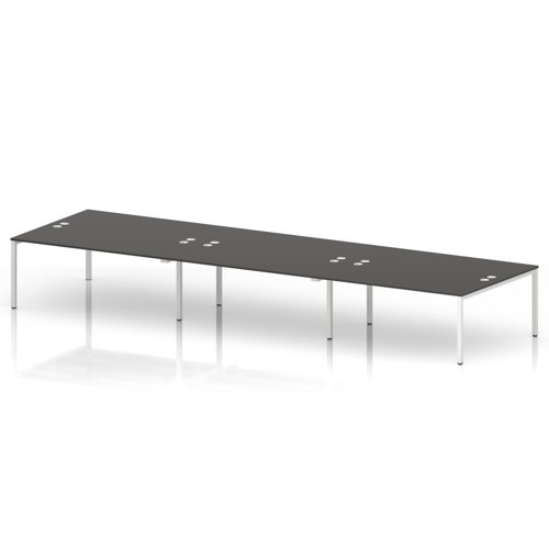Impulse Bench B2B 6 Person 1800 White Frame Office Bench Desk Carbon Grey