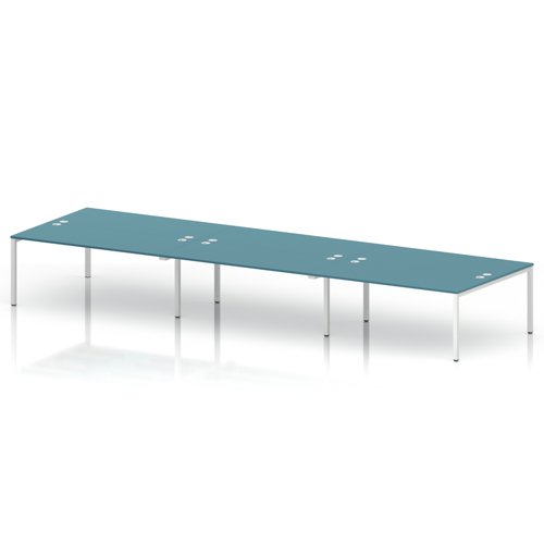 Impulse Bench B2B 6 Person 1800 White Frame Office Bench Desk Dark Teal