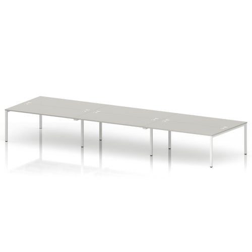 Impulse Bench B2B 6 Person 1800 White Frame Office Bench Desk Dove Grey