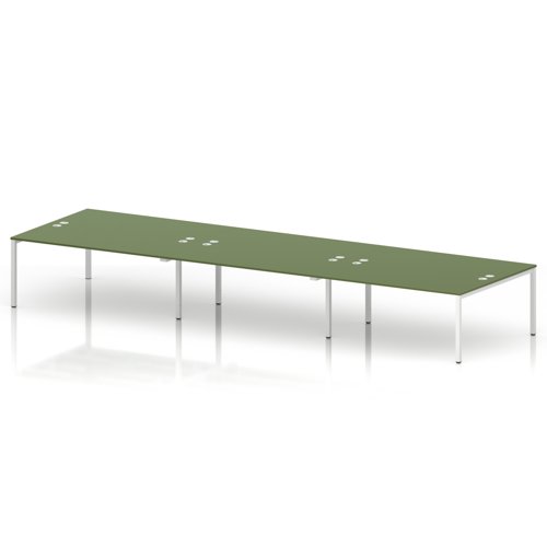 Impulse Bench B2B 6 Person 1800 White Frame Office Bench Desk Moss Green