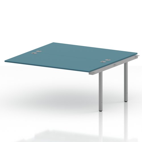 Impulse Bench B2B Ext Kit 1600 Silver Frame Office Bench Desk Dark Teal