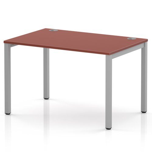 Impulse Bench Single Row 1200 Silver Frame Office Bench Desk Brick Red