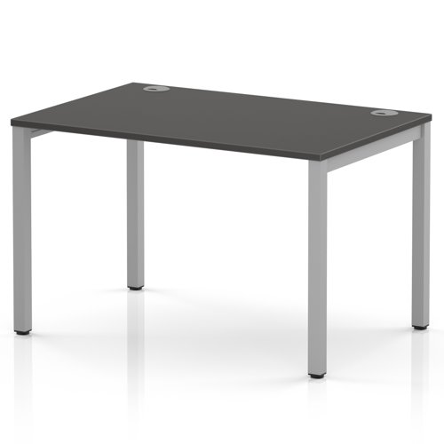 Impulse Bench Single Row 1200 Silver Frame Office Bench Desk Carbon Grey