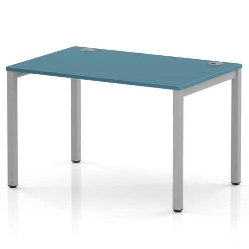 Impulse Bench Single Row 1200 Silver Frame Office Bench Desk Dark Teal