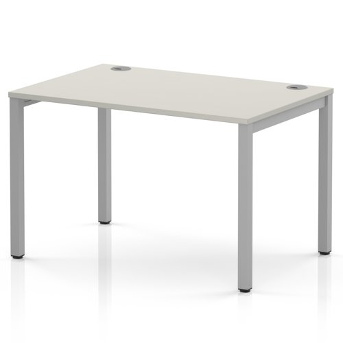 Impulse Bench Single Row 1200 Silver Frame Office Bench Desk Dove Grey