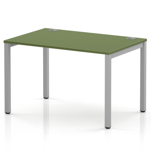 Impulse Bench Single Row 1200 Silver Frame Office Bench Desk Moss Green