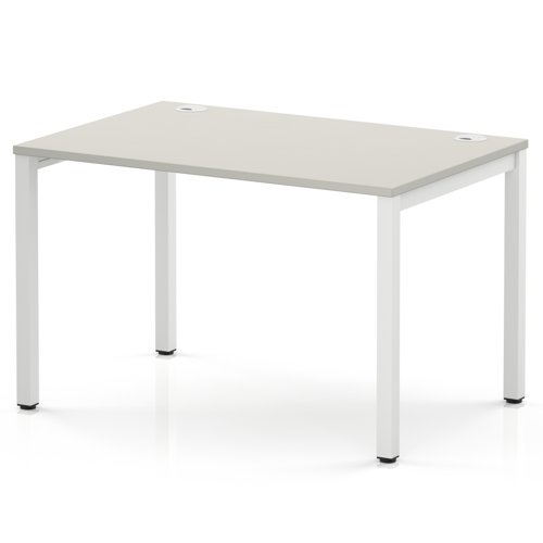 Impulse Bench Single Row 1200 White Frame Office Bench Desk Dove Grey