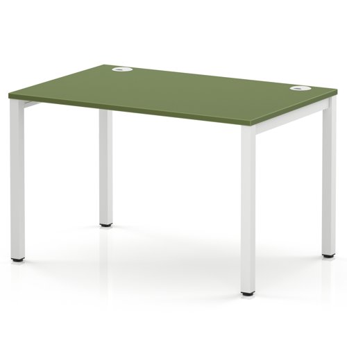 Impulse Bench Single Row 1200 White Frame Office Bench Desk Moss Green