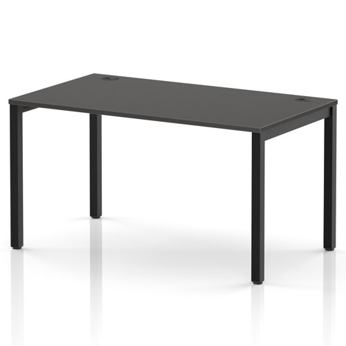 Impulse Bench Single Row 1400 Black Frame Office Bench Desk Carbon Grey
