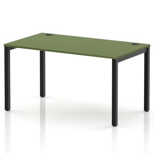 Impulse Bench Single Row 1400 Black Frame Office Bench Desk Moss Green