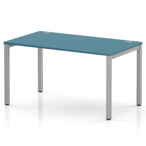 Impulse Bench Single Row 1400 Silver Frame Office Bench Desk Dark Teal