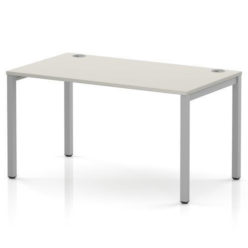 Impulse Bench Single Row 1400 Silver Frame Office Bench Desk Dove Grey