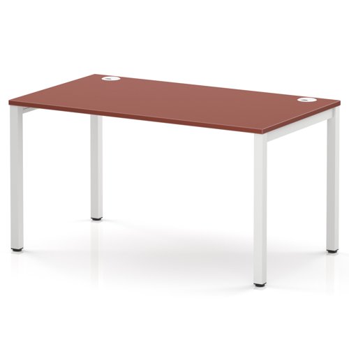 Impulse Bench Single Row 1400 White Frame Office Bench Desk Brick Red