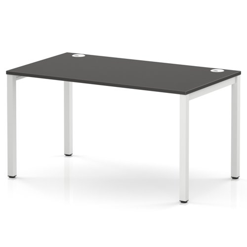 Impulse Bench Single Row 1400 White Frame Office Bench Desk Carbon Grey