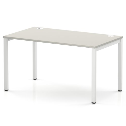 Impulse Bench Single Row 1400 White Frame Office Bench Desk Dove Grey