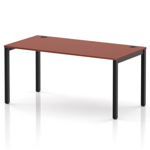 Impulse Bench Single Row 1600 Black Frame Office Bench Desk Brick Red