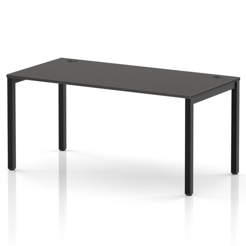Impulse Bench Single Row 1600 Black Frame Office Bench Desk Carbon Grey