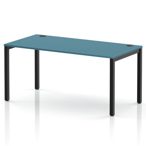 Impulse Bench Single Row 1600 Black Frame Office Bench Desk Dark Teal